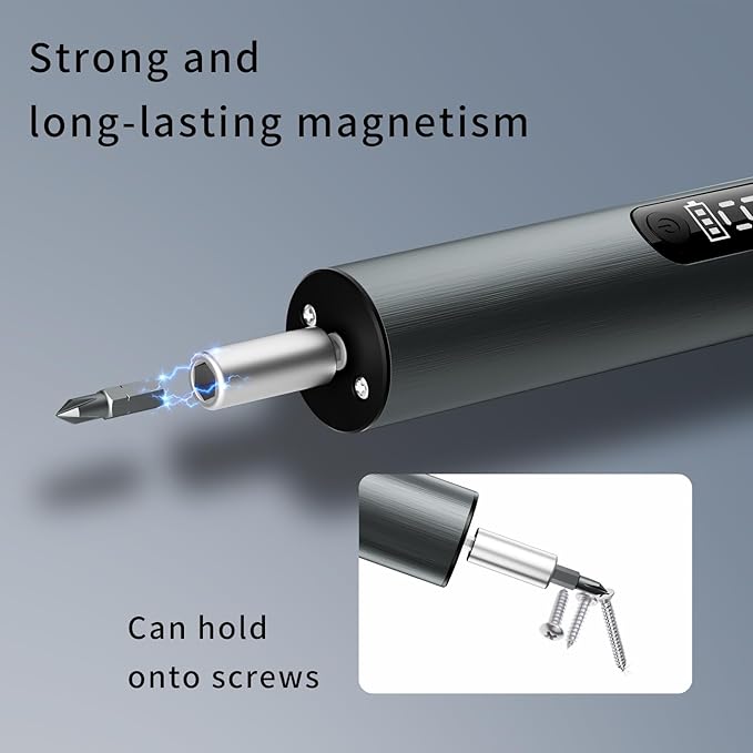 Multi-Functional Electric Screwdriver Set - Cordless Stick Drill w/Wireless Charging & Magnetic Bits, Perfect for Electronics, Home Appliances, Computers, Phones, Watches Repair & DIY (grey)