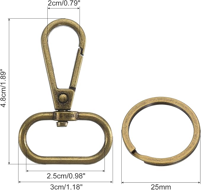 uxcell 12 Pcs Swivel Clasp Hook, 0.98" Purse Snap Clasps Detachable for Bag, Bronze