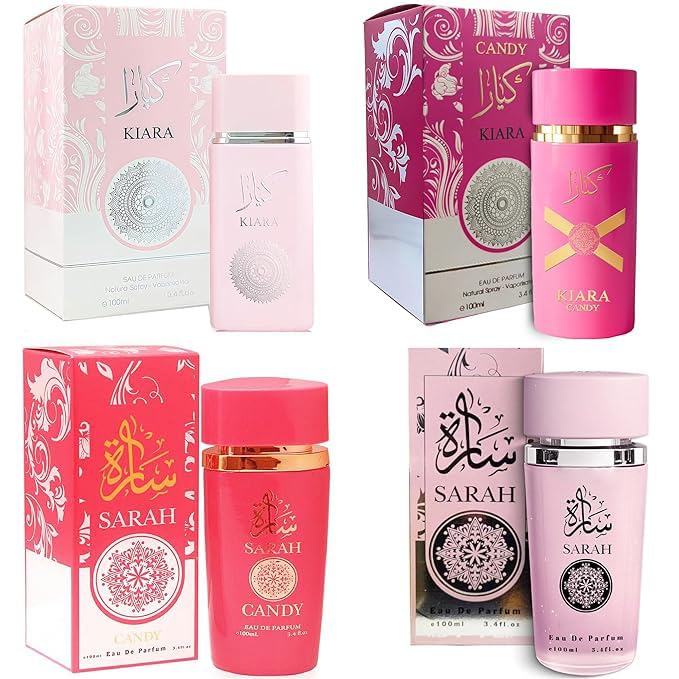 A CENTER 4PCS Perfume Set for Women - Floral Fragrance Gift Set with Vanilla,Sweet Fruity, Eau De Parfume| 3.4 Fl Oz Each(Sarah,Sarah Candy,Kiara,Kiara Candy)