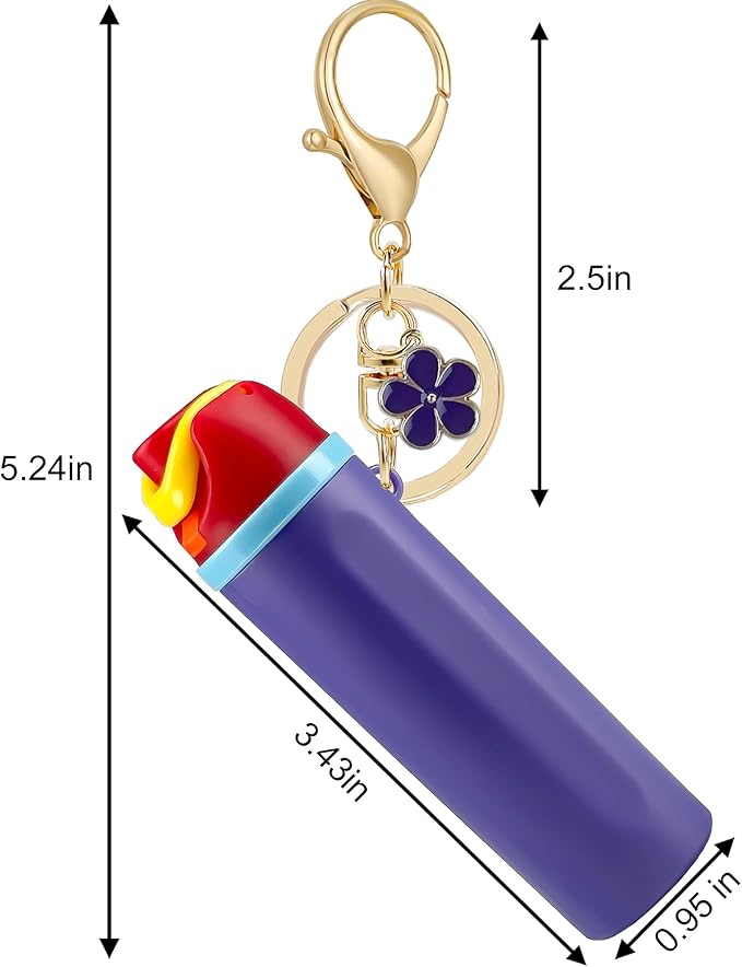 Mini Trendy Bottle Keychain Accessories Compatible with Owala Water Cute Tumbler Cup Chapstick Lip Balm Holder Charms