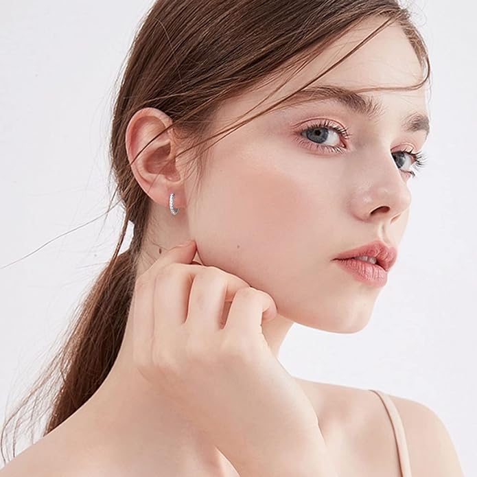 Gacimy Gold Huggie Earrings for Women 14K Real Gold Plated, Small Cubic Zirconia Cartilage Hoop Earrings Cuffs for Women