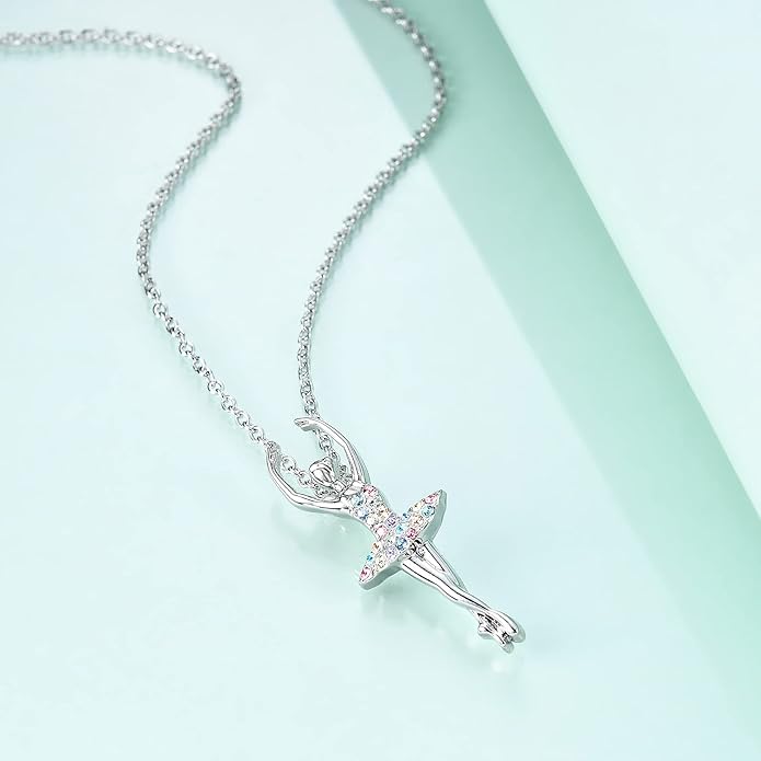 luomart Girls Necklace Ballerina Dance Recital Gifts for Women,Ballet Dancer Pendant Jewelry for Sister Mom Friends