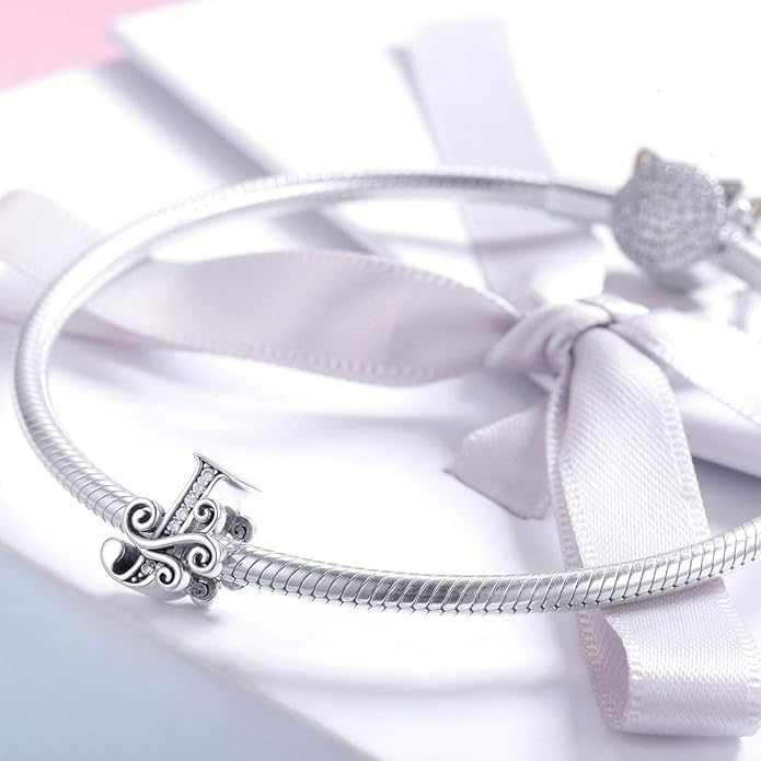 925 Sterling Silver Letter Charms for Pandora Bracelets Alphabet Initial Charms Beads Birthday Christmas Jewelry Gift for Women