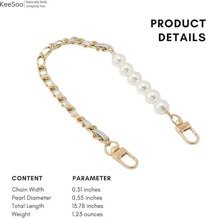 Original Korean Chic Pearl Gold Leather Phone Charm, Versatile with Premium Gold Metal Phone Tab (Lustrous Silver)