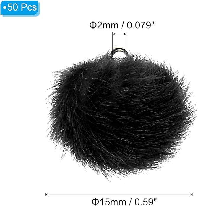 PATIKIL 50pcs Pom Poms Charm, Pompoms Charm Craft Pom Poms Pendants Balls Small Fluffy Tassel Bulk for Crafts Jewelry Making