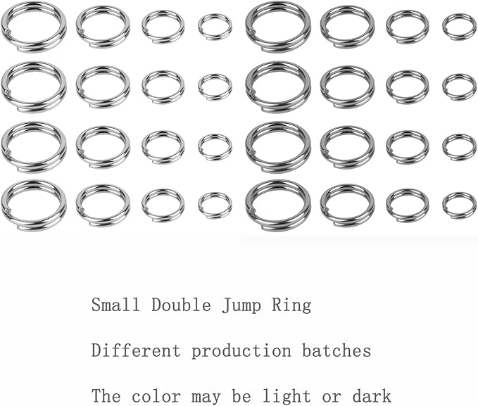 400 Pieces Premium 304 Stainless Steel Split Ring Double Jump Ring Small Key Chain Ring for Ornament Crafts, 4 Sizes(6mm 8mm 10mm 12mm Diameter)