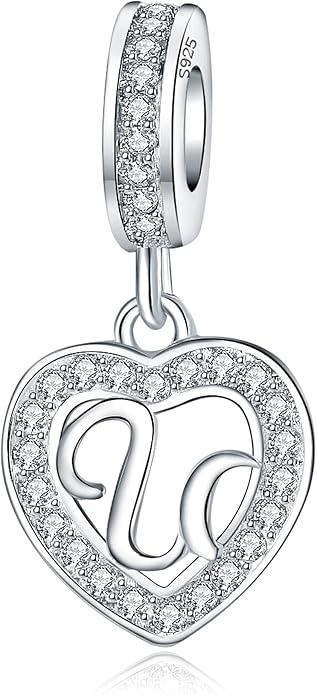 925 Sterling Silver Letter Charms A~Z Alphabet Charm Letter Beads fit Pandora European Bracelets fit Wife Mom Christmas Birthday Gift