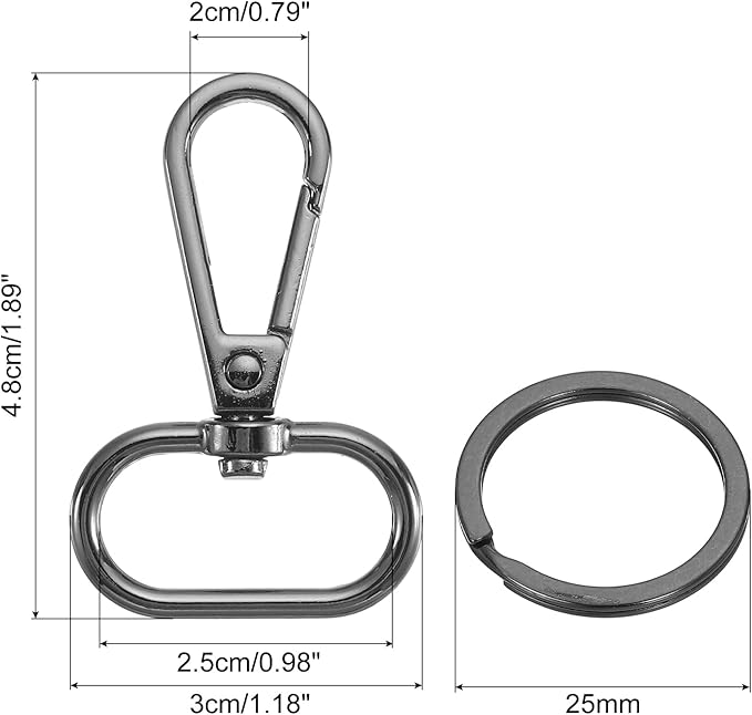uxcell 12 Pcs Swivel Clasp Hook, 0.98" Purse Snap Clasps Detachable for Bag, Grey