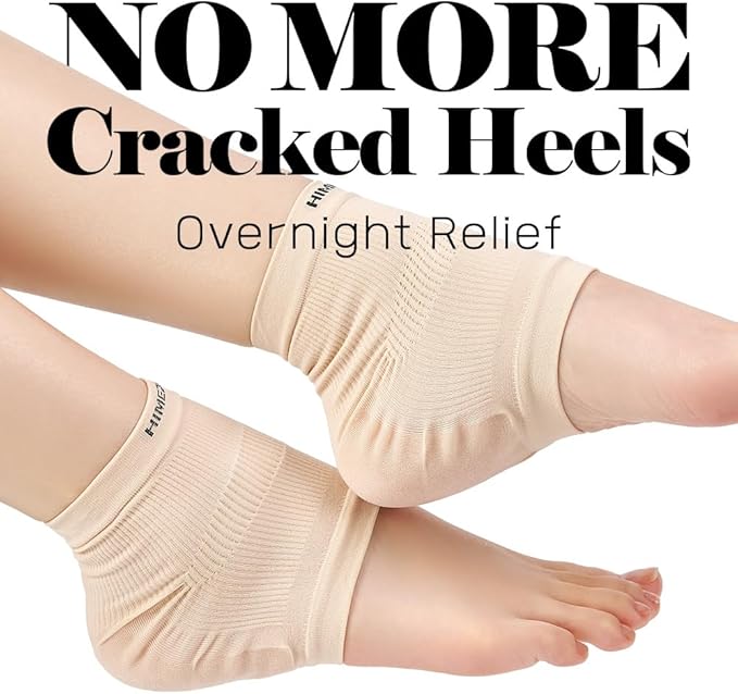 Himedi Moisturizing Heel Socks for Cracked Heels 2 Pairs (4 Socks) – Sillicon Gel Heel Socks for Dry Feet, Overnight Foot Care - for Women’s US Size 5–8 Only