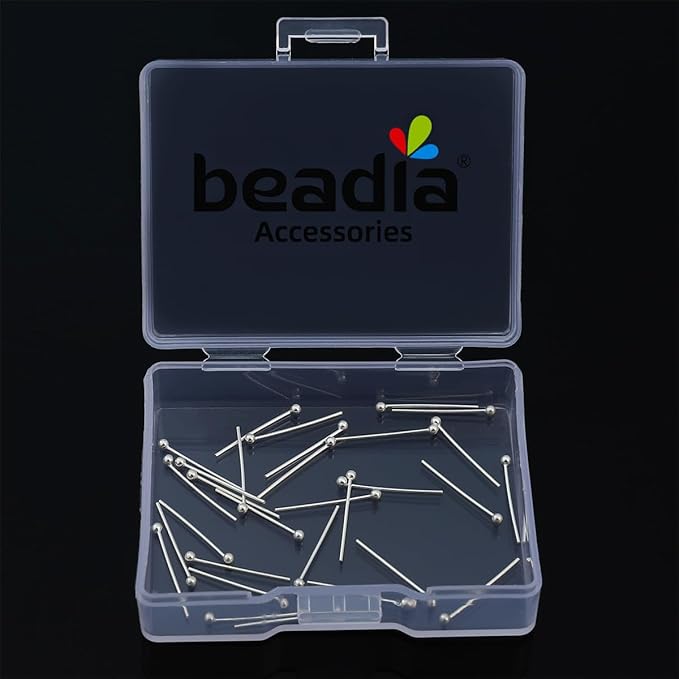 925 Sterling Silver Ball Head Pins 0.5x15mm 30pcs for Jewelry Making Findings