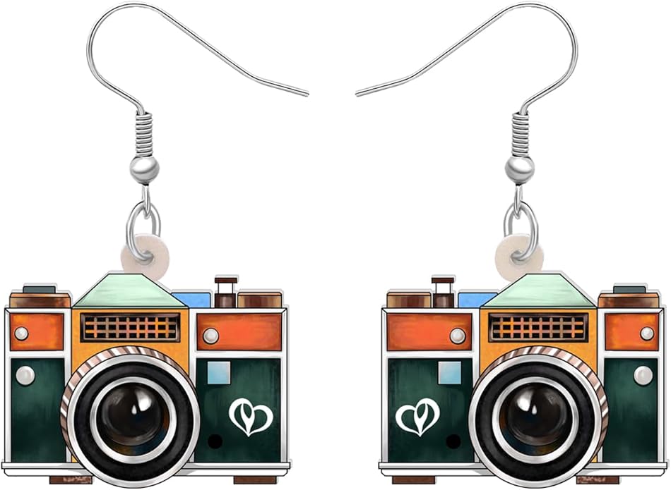 Acrylic Camera Earrings 80s 90s Camcorder Vintage Dangle Lightweight Jewelry Retro Digital Photography For Women Charm Gifts