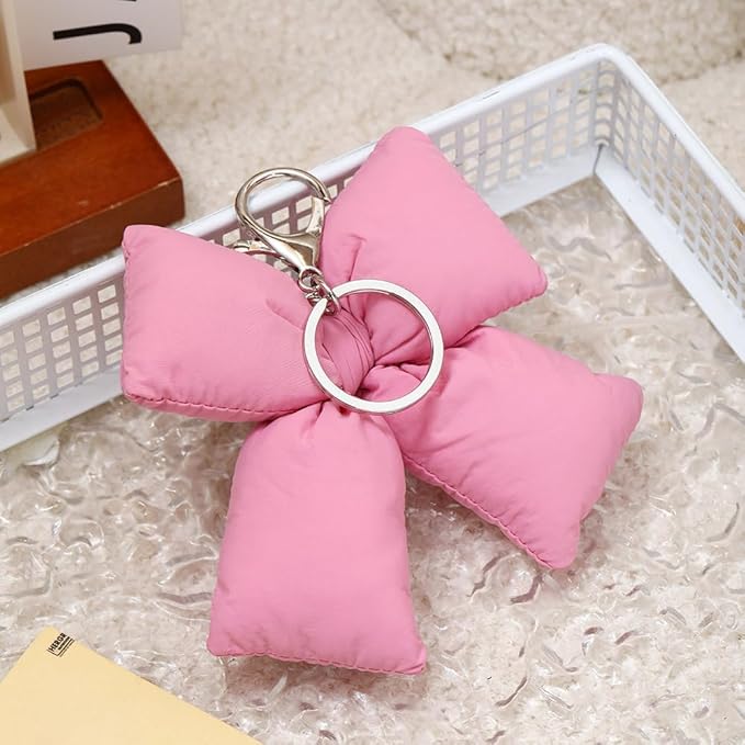 Pink Bow Keychain Bag Charms Y2K Bowknot Plaid Keychains Coquette Aesthetic Purse Handbag Backpacks Charms
