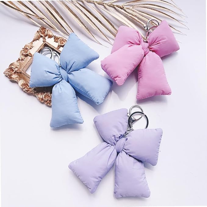 Pink Bow Keychain Bag Charms Y2K Bowknot Plaid Keychains Coquette Aesthetic Purse Handbag Backpacks Charms