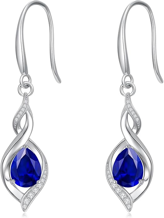 HPQQ Birthstone Earrings for Women 925 Sterling Silver Infinity Love Jewelry Valentines Day Birthday Gifts for Her Mom Wife Girlfriend