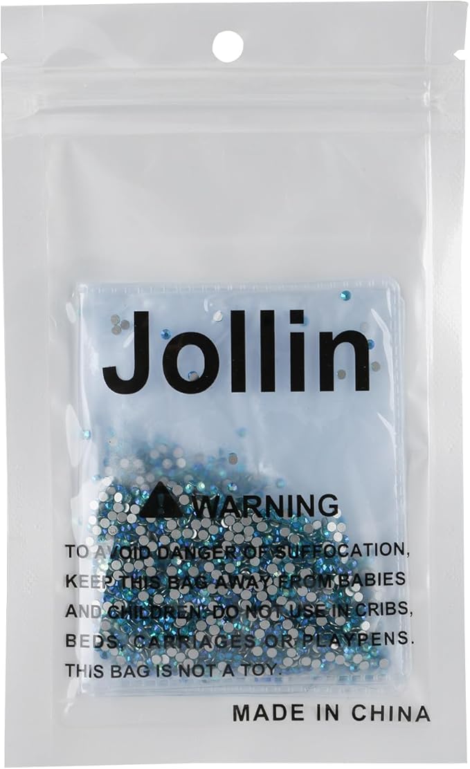 Jollin Glue Fix Crystal Flatback Rhinestones Glass Diamantes Gems for Nail Art Crafts Decorations Clothes Shoes(ss6 2880pcs, Aquamarine AB)