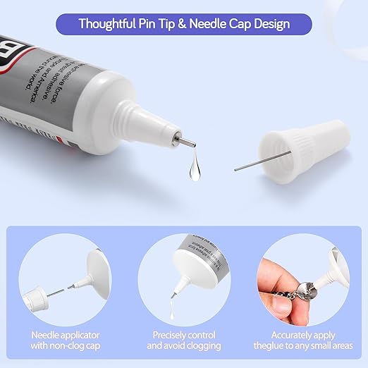 3PCS Jewelry Glue - 15ML/0.5fl oz Clear DIY Craft Glue for Rhinestones, Waterproof Strong Bond Adhesive for Phone Repair, Nail Art, Shoes, Fabric, Metal, Glass