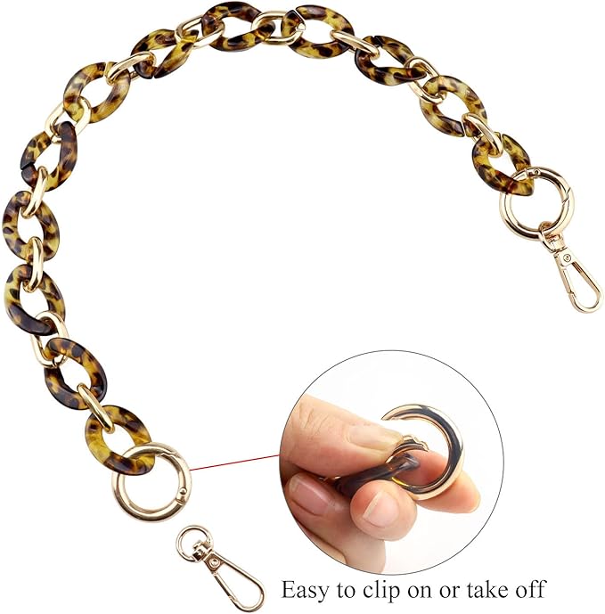 Beaulegan Acrylic Purse Chain Handle Strap Replacement for Handbag or Shoulder Bag Set of 2, 15.8 Inches Long(Glaze Yellowstone/Gold)