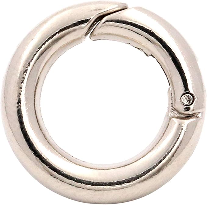 BIKICOCO 1/2'' Round Spring Gate O-Ring Clasp Push Snap Hook Belt Hardware Loop, for Handbags, Keys, Silver - 30 Pcs
