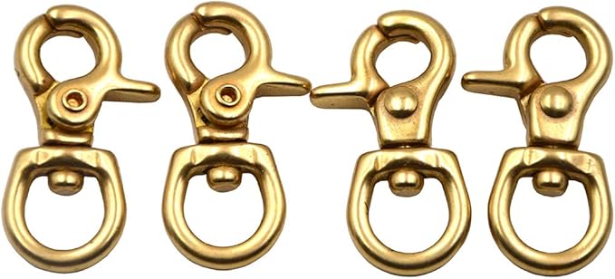 Okones Pack of 4,2/5''Eye Diameter,1-4/9'‘ Overall Length,Finish Surface Solid Brass Lobster Clasps Oval Swivel Trigger Clips Hooks (2/5''1-4/9''length Round)