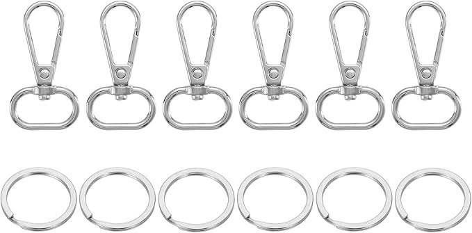 uxcell 12 Pcs Swivel Clasp Hook, 0.79" Purse Snap Clasps Detachable for Bag, Silver