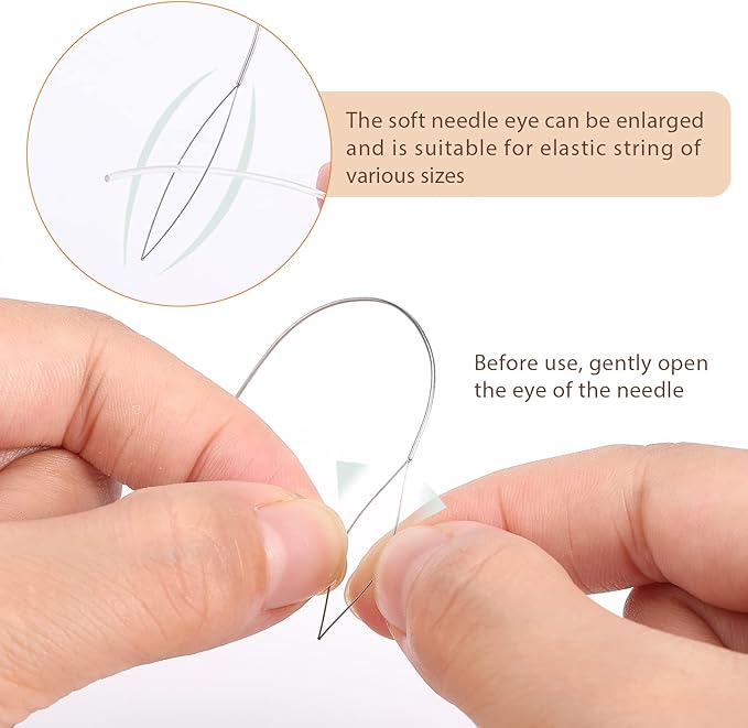 PP OPOUNT 4 Pieces Large Eye Curved Beading Needles with Handle, 5.3 inch Stainless Bead Needle for Bead Spinner Loader, Bead Spinner Needles for String Seed Beads Jewelry Making (Patent Protection)