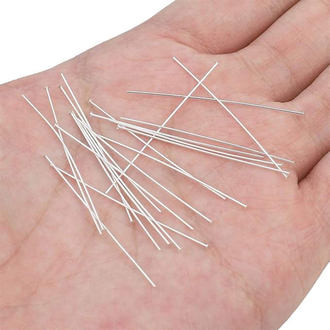 925 Sterling Silver Flat Head Pins 0.5x40mm 20pcs for Jewelry Making Findings