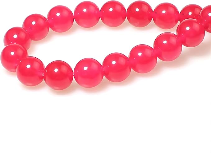 MJDCB Stone Beads 8mm 43pcs Round Light Rose Red Jade Loose Gemstone Bead Charms for Jewelry Making Bracelet Necklace Earring Pendant