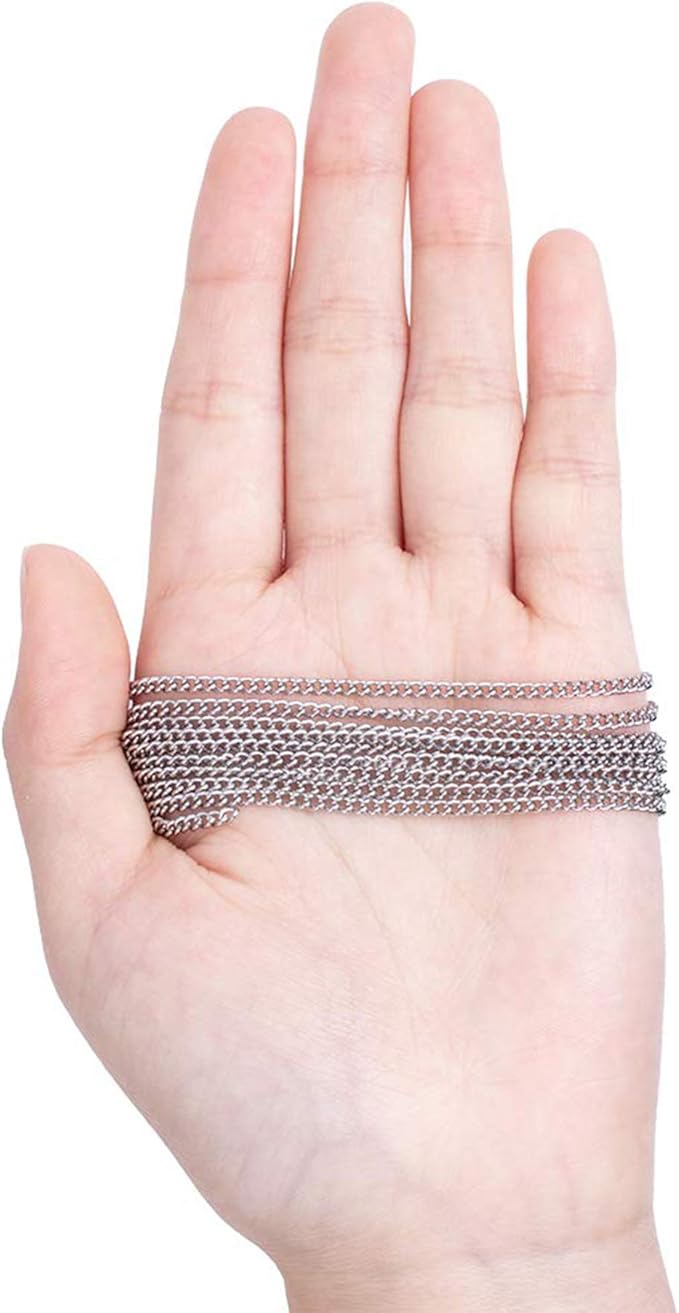 33Feet Stainless Steel Chunky Curb Chains Twisted Links Chain Bulk with Spool for Jewelry Making