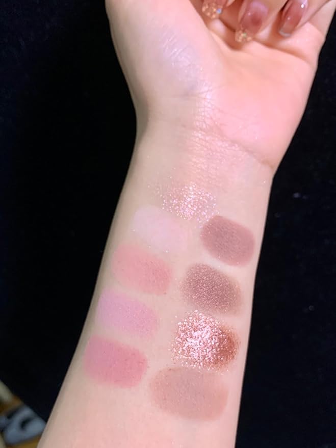 Kayswang eye shadow 9 colors eyeshadow palette eyeshadow stick eye shadow palette makeup Eyeshadow brush glitter Eyeshadow primer cream long lasting waterproof （pink grey）