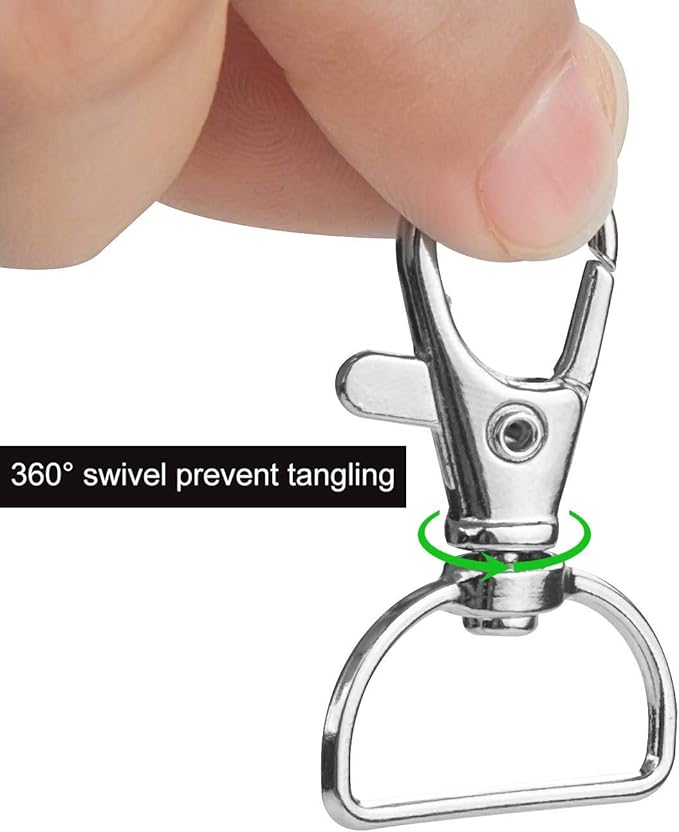 Acrux7 100 Pack Lobster Claw Clasps for Keychains 3/4 inch Lanyard Clips D Ring Swivel Clasp Hook Metal Lobster Clasp for Key Chain, Crafts and Purse DIY Lanyard Making