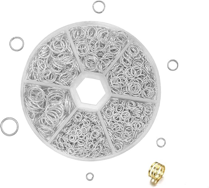 O Ring Connectors Stainless Steel Quality Jump Rings Set 304 Metal Open Rings for Jewelry Making Connectors (Silver)