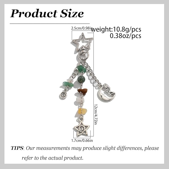 Y2K Boho Keychain Sun Moon Star Aesthetic Keychain Beaded Bag Charms for Handbags Purse Accessories for Women