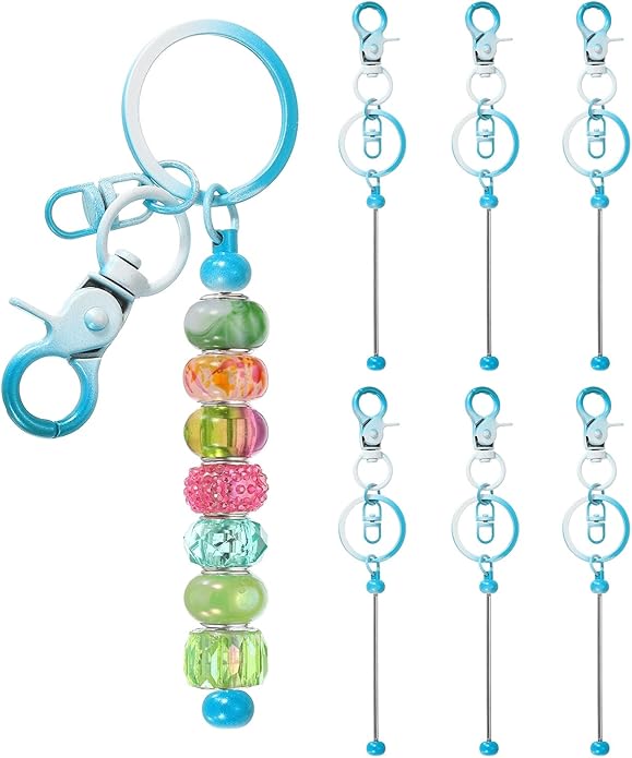 uxcell Beadable Keychain, Keychain Making Supplies, Blank Bead Metal Chain Bars for DIY Crafts Jewelry Making Gift
