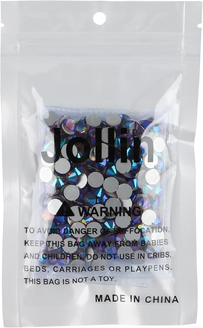 Jollin Glue Fix Crystal Flatback Rhinestones Glass Diamantes Gems for Nail Art Crafts Decorations Clothes Shoes 7.2mm (ss34 288pcs, Light Purple AB)