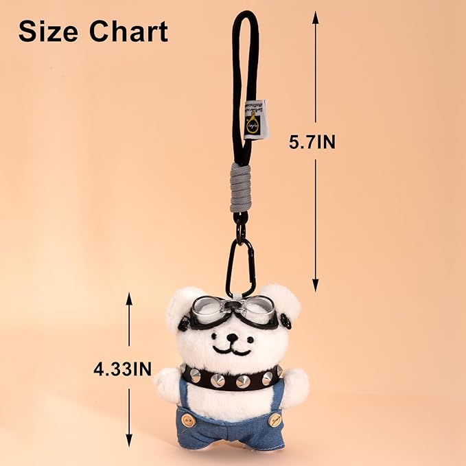 YOU WIZV Cute Dog Plush Keychain for Women - Kawaii Stuffed Animal Charm for Purse, Backpack & Bag Accessories