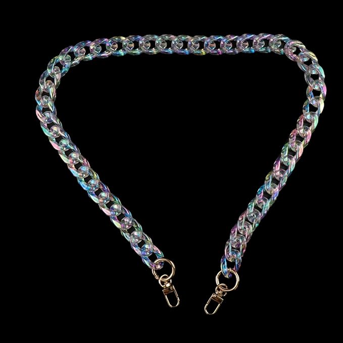 Chunky Acrylic Purse Strap Bag Chain Handle Purse Chain Replacement for Handbag Purse Shoulder Bag (Colorful Transparent,33.5")