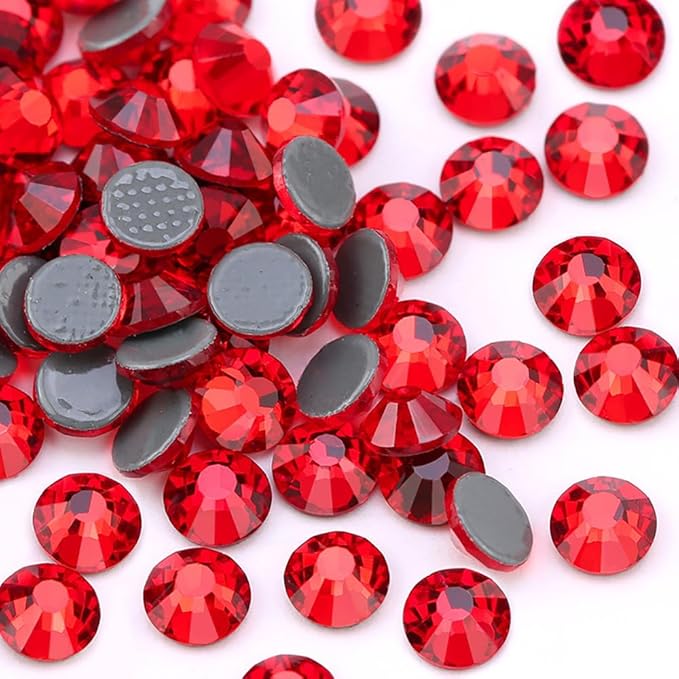 Jollin Hot Fix Crystal Flatback Rhinestones Glass Diamantes Gems 6.4mm(30ss 288pcs, Red)
