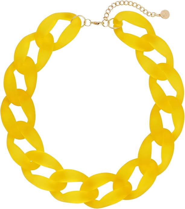 Firstmeet Chunky Acrylic Necklace Smooth Chain Link Cool Statement Choker Cuban Style Jewelry Gift for Women