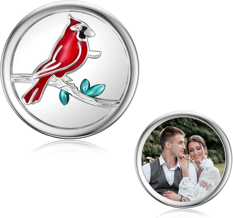 LONAGO 925 Sterling Silver Personalized Photo Charm Fit Compatible for Bracelet Necklace Customized Heart Round Shape Picture Bead