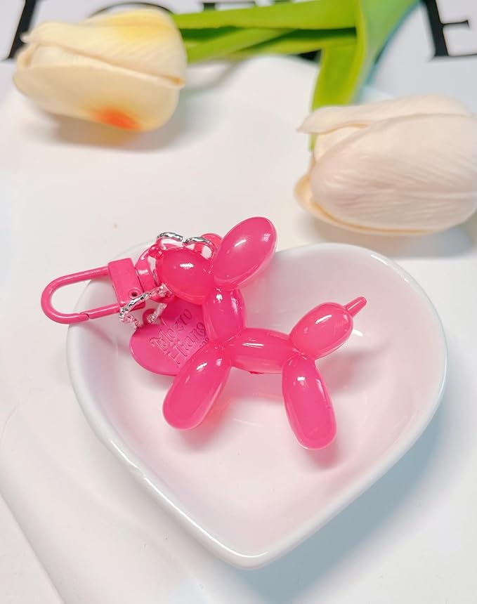 LAEKOU Jelly Balloon Dog Design Keychain for Women, Cute Girls Key Chain, Bag Charms Accessories for Car Purse Backpack