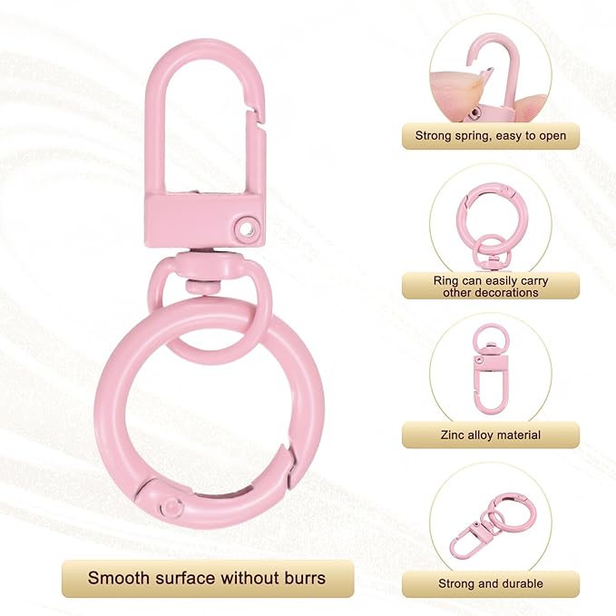 30-Pack Lobster Claw Clasp, Zinc Alloy Swivel Trigger Snaps Spring Clasps Hooks for Keychain Buckle/Lanyard/Straps/Purse, Spring Clasps Clips [Light Pink]