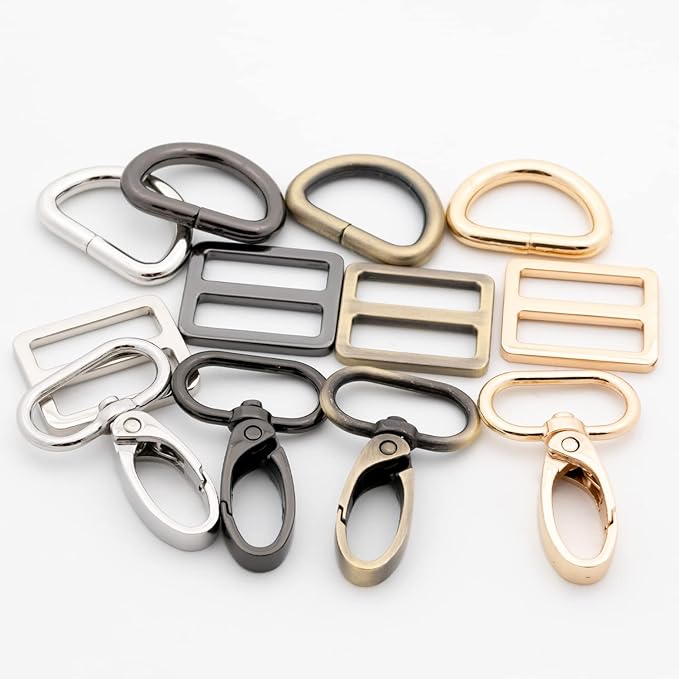 Oval Ring Swivel Lobster Claw Clasps, 5 Set Keychain Clasp Oval Ring Swivel Snap Hooks for Strap Bag Purse Landyard Craft (3/4",Gold)