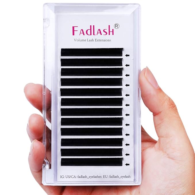 Easy Fan Lash Extensions FADLASH Volume Eyelash Extensions Self Fanning Lashes Multi Length Eyelash Volume Extensions (0.07-C, Camellia 11 12 13mm)