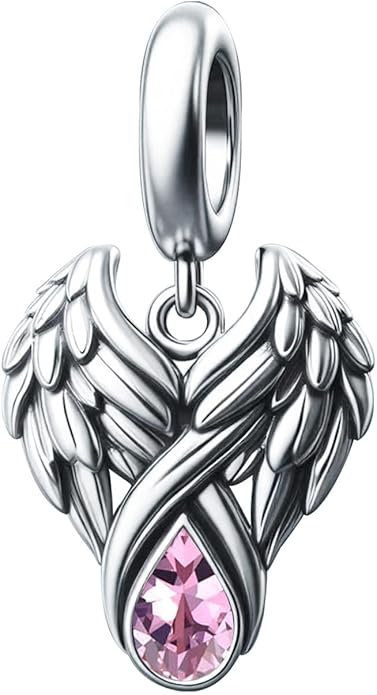 KunBead Guardian Angel Wings Birthstone Dangle Birthday Charms Compatible with Pandora Charm Bracelet for Women
