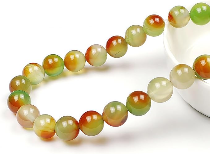 MJDCB Natural Peacock Agate Beads Red Green Agate Beads Round Stone Beads for DIY Necklace Bracelat Jewelry Making Strand 15" (6mm)
