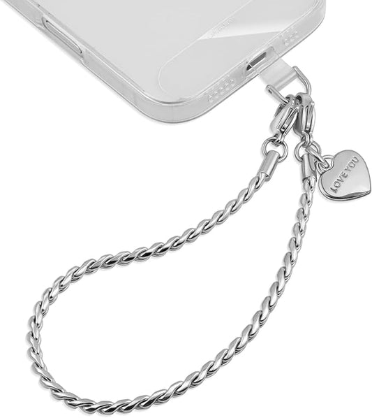 UKON Phone Chain Wrist Strap Metal Phone Lanyard Wristlet Strap with 2xTPU Tether Tab for Women Shopping Traveling Party