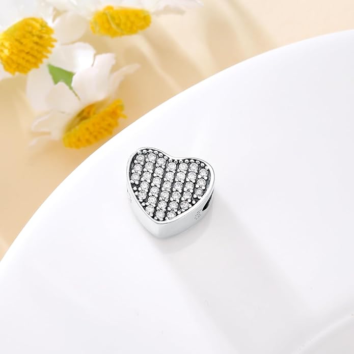 LONAGO 925 Sterling Silver Personalized Photo Charm Fit Compatible for Bracelet Necklace Customized Heart Round Shape Picture Bead