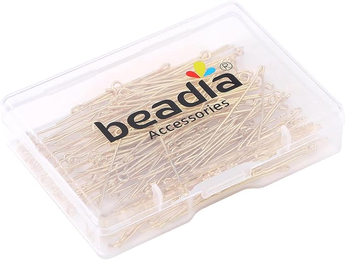 14K Gold Plated Open Eye Pins Non Tarnish 35mm 150pcs for Jewelry Making Findings