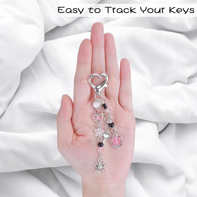 Y2K Keychain Set Heart Butterfly Pearl Flower Bag Charms,Cute Aesthetic Accessories for Women Gifts Keys Bags Purse