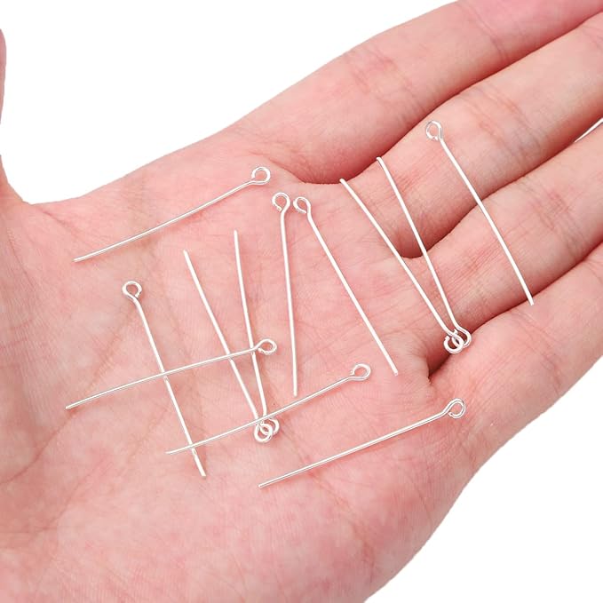 Silver Plated Open Eye Pins Non Tarnish 35mm 150pcs for Jewelry Making Findings